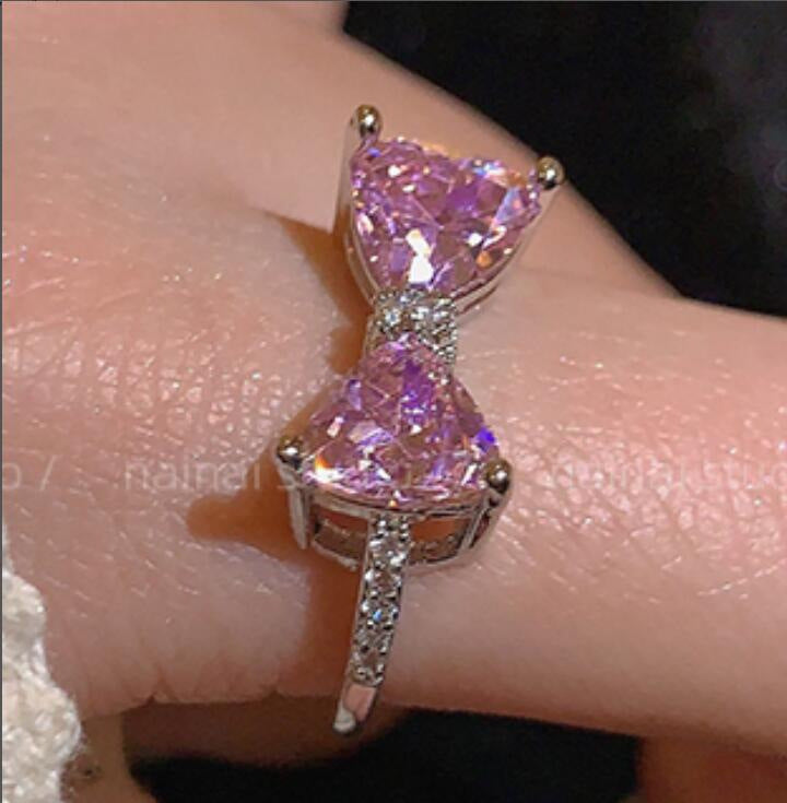 Unique  Heart Thorn Cat Eye Zircon Ring For Women, Sweet Cool Fashion Versatile Band