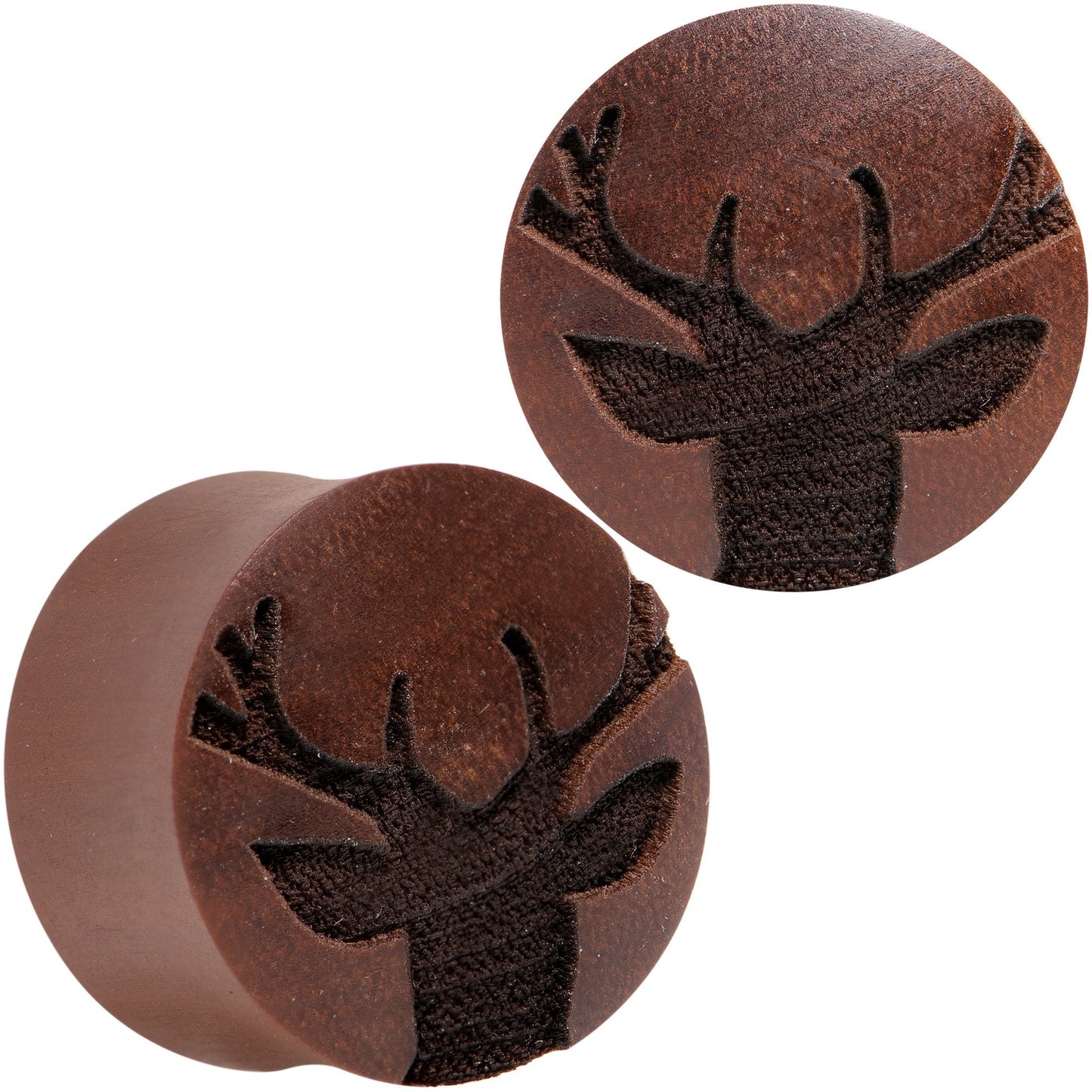Organic Sawo Wood Holiday Antler Deer Saddle Plug Set Sizes 8mm to 25mm