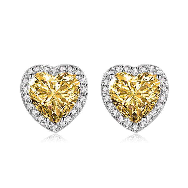 White Copper Heart-shaped Earrings Ornaments
