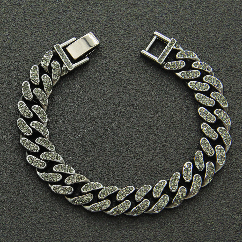 Full Diamond Cuban Chain Bracelet Personalized Street Dance Motorcycle Men