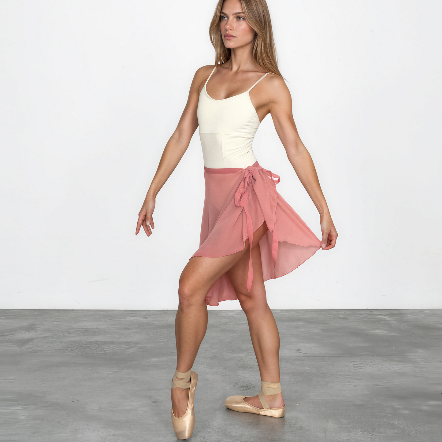 Chiffon Ballet Wrap Skirt - Womens Contemporary Dusty Rose Pink Skirt
