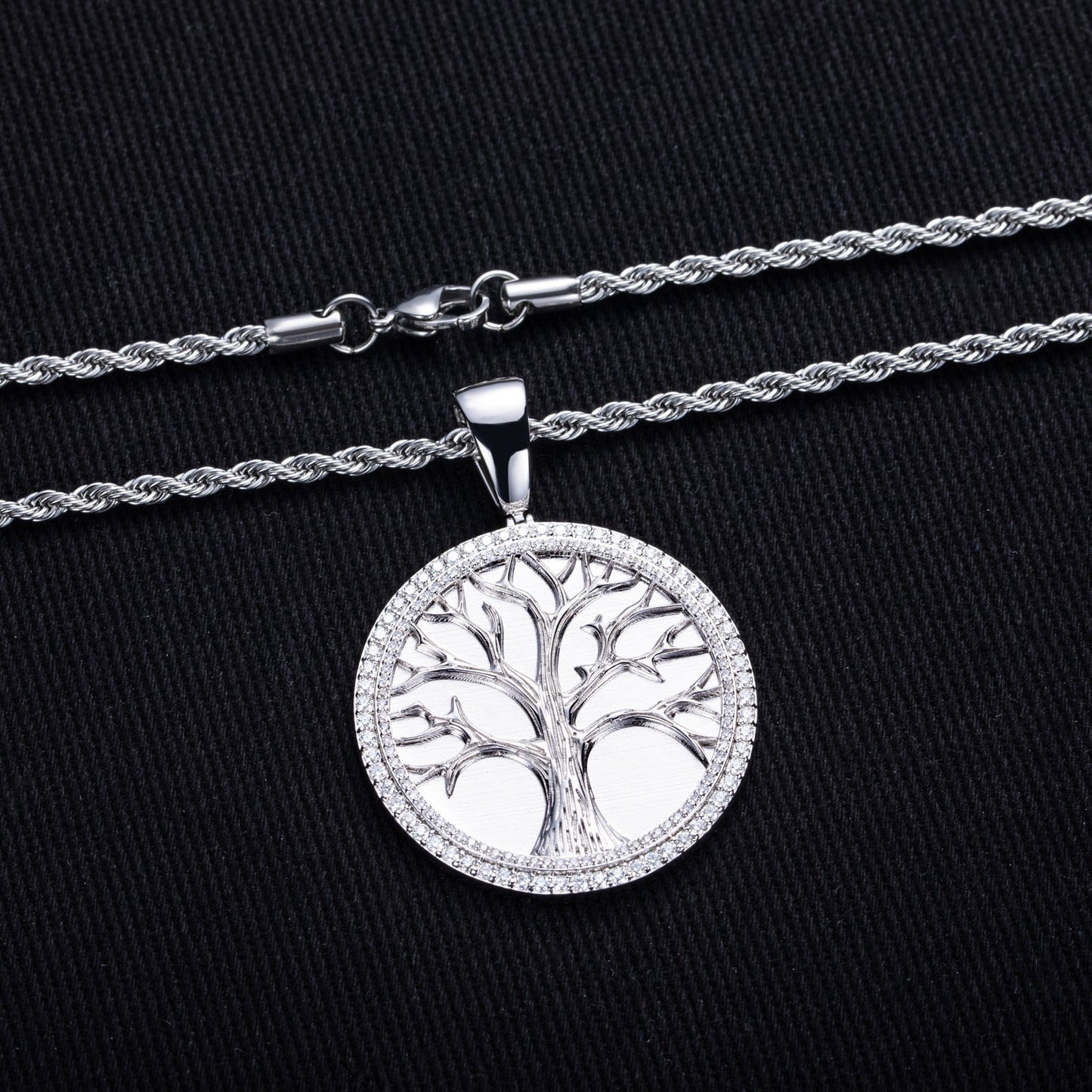 Minimalist Light-Luxury Copper Pendant With Diamonds Christmas Tree Design