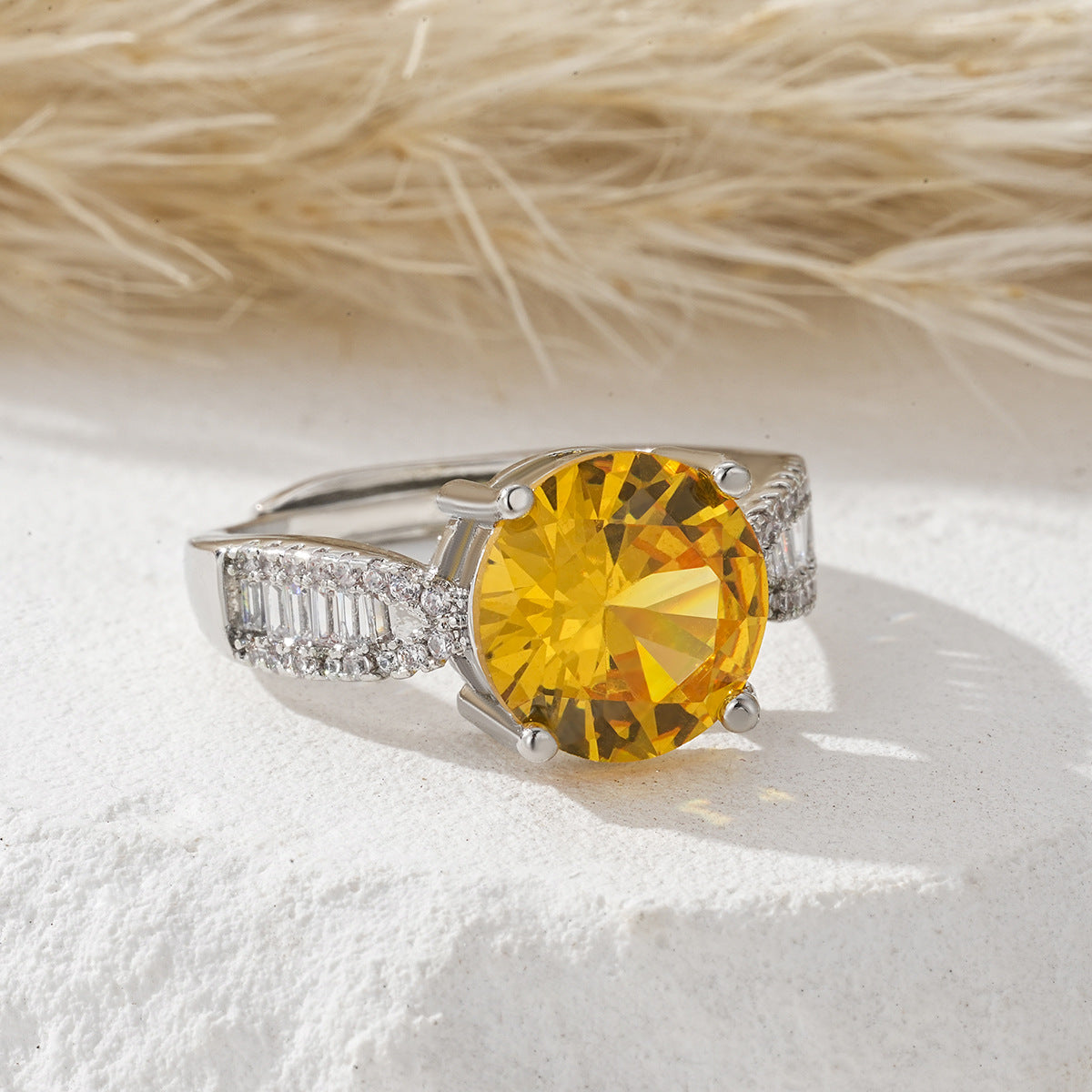 Women's Open Ring With Colorful Zircon