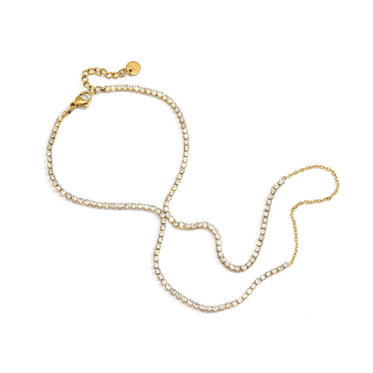 Rhinestone Hand Chain and Ring Bracelet Set