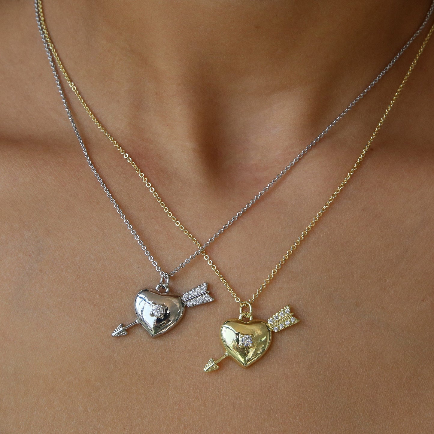 Heart-shaped Fashionable Delicate Clavicle-length Pendant Necklace