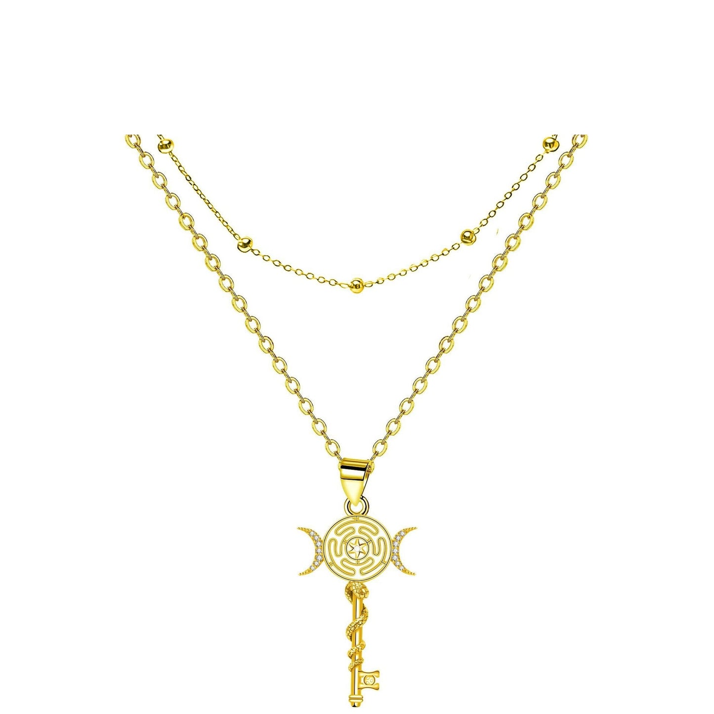 Serpentine Key Double Layered Necklace