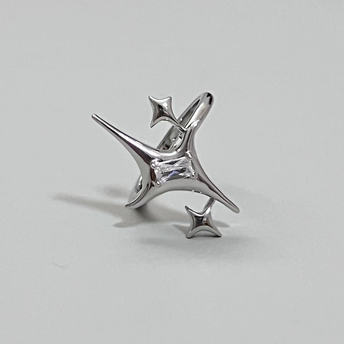 Niche Design Star Couple Rings, Korean INS Style, Zircon Inlaid Letter Texture Ring, Fashion Personality Ring For Men