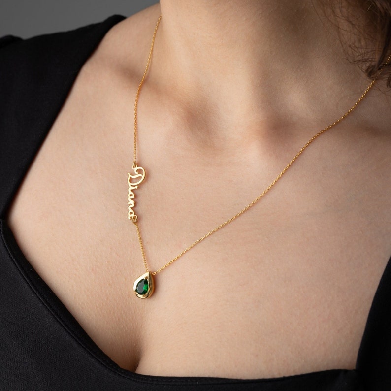 Personalized Cursive Name & Birthstone Necklace