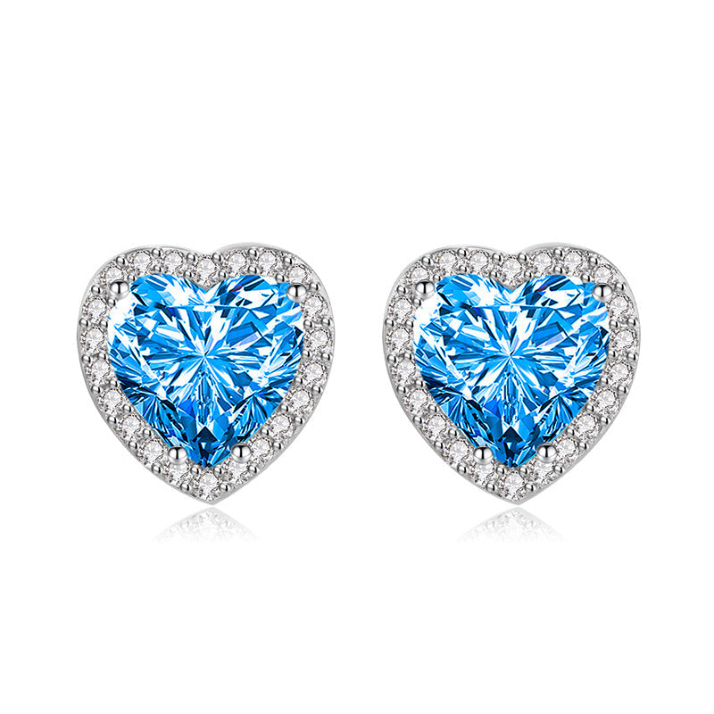 White Copper Heart-shaped Earrings Ornaments