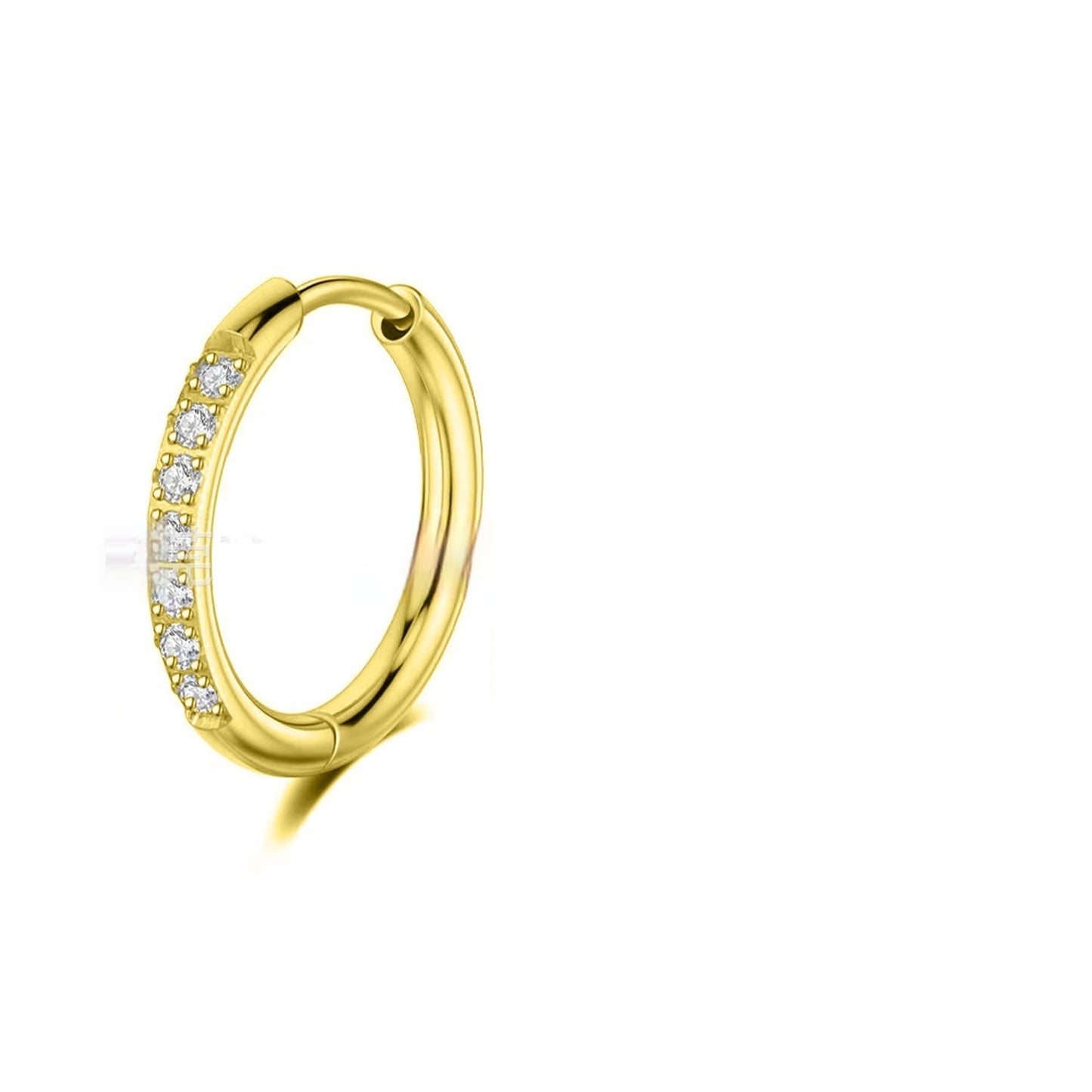 Stainless Steel Earrings With Diamond Zirconia And Plain Rings