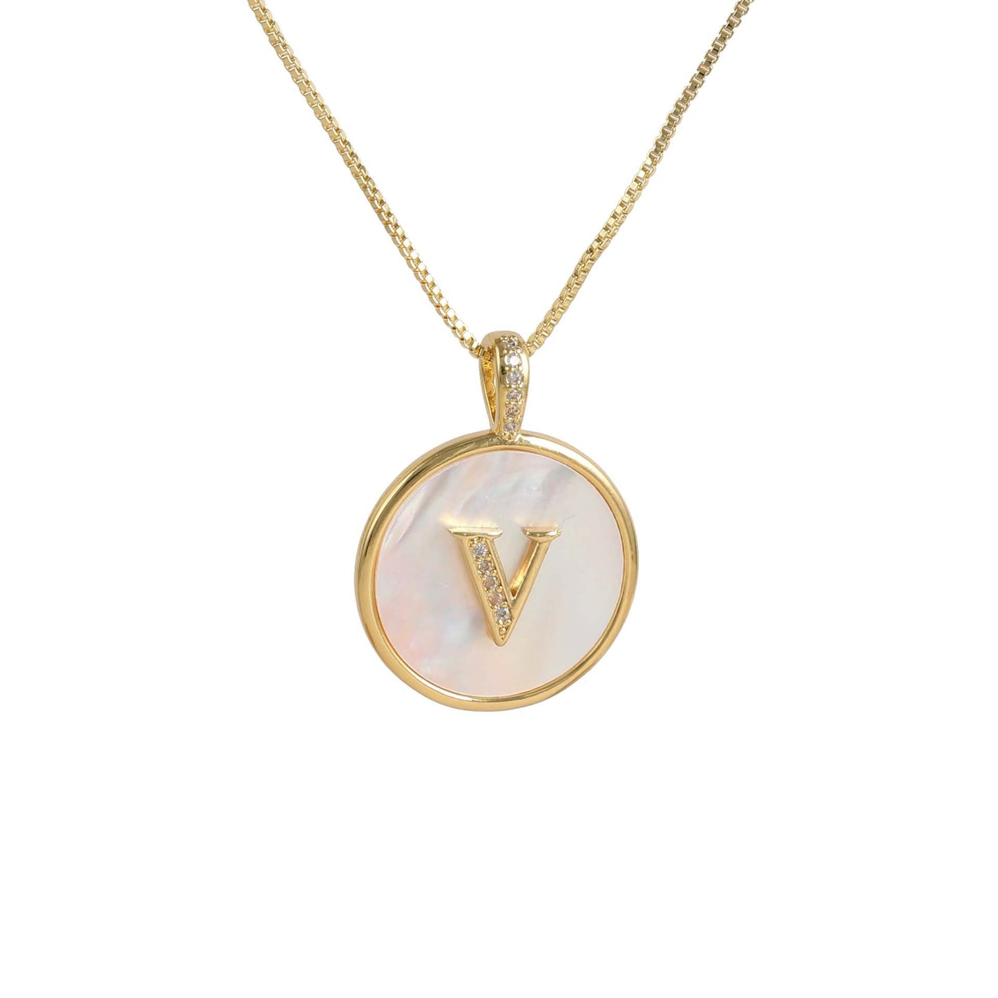 Gold Shell Initial Pendant Charm Collection