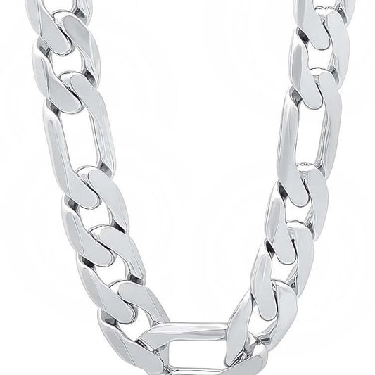 12mm Flat Side Domineering Necklace Plated 925 Silver