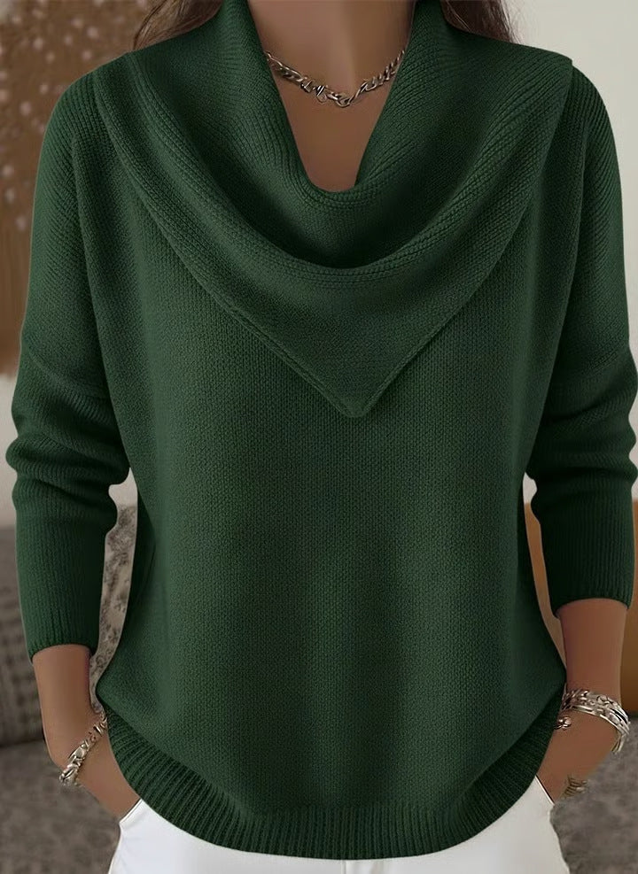 Women's New Solid Color Long Sleeve Knit Pullover Sweater Casual Tops For Autumn Winter