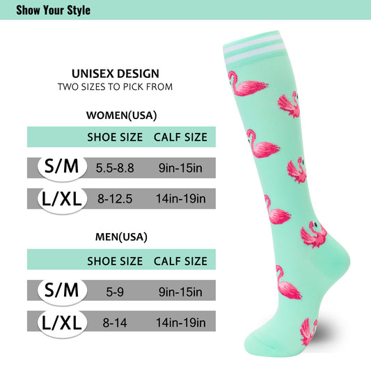 FE034-Compression Socks Women Men 6 Pairs, Knee High Best Support Circulation Socks