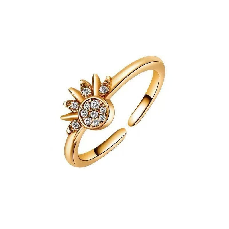 Sun And Moon Ring, Adjustable Opening, Sun & Moon Design