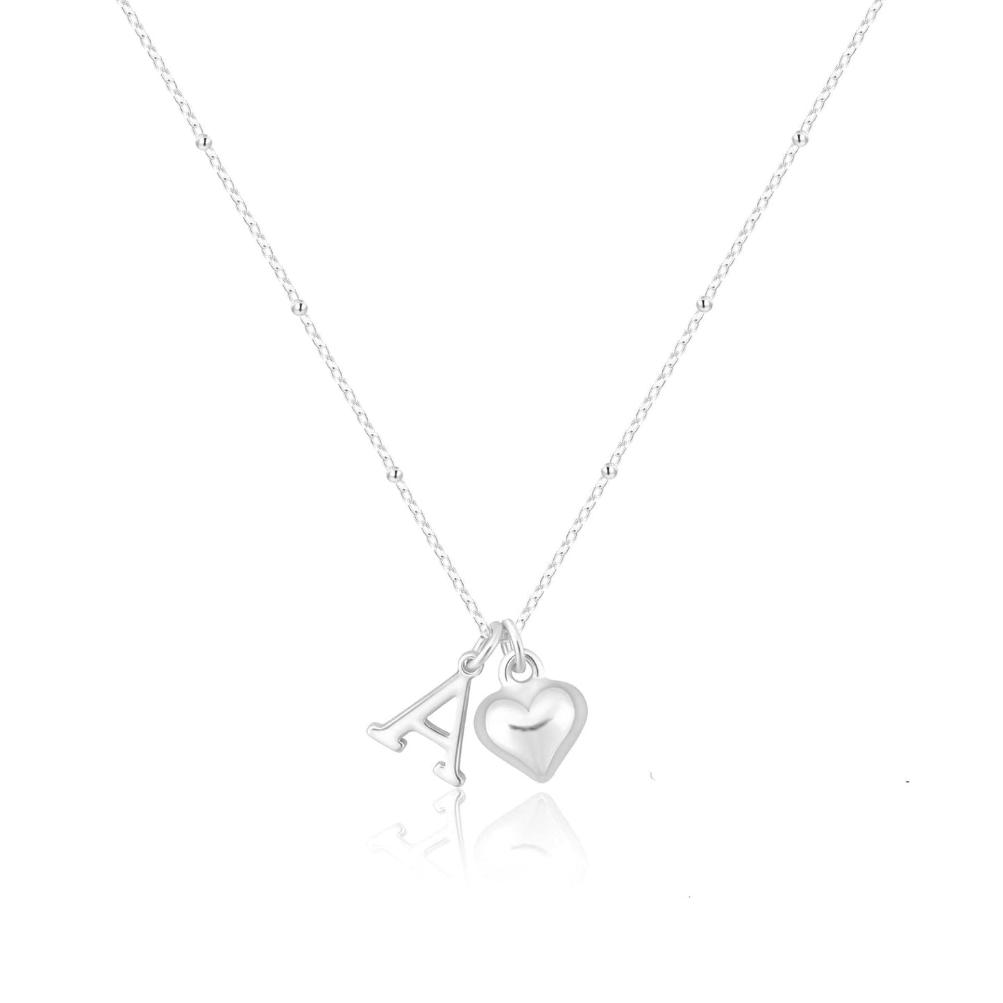 Initial Letter Stainless Steel Minimalist Cool-Girl Style Heart Pendant Necklace