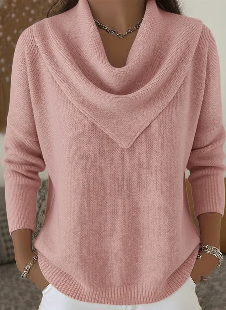 Women's New Solid Color Long Sleeve Knit Pullover Sweater Casual Tops For Autumn Winter
