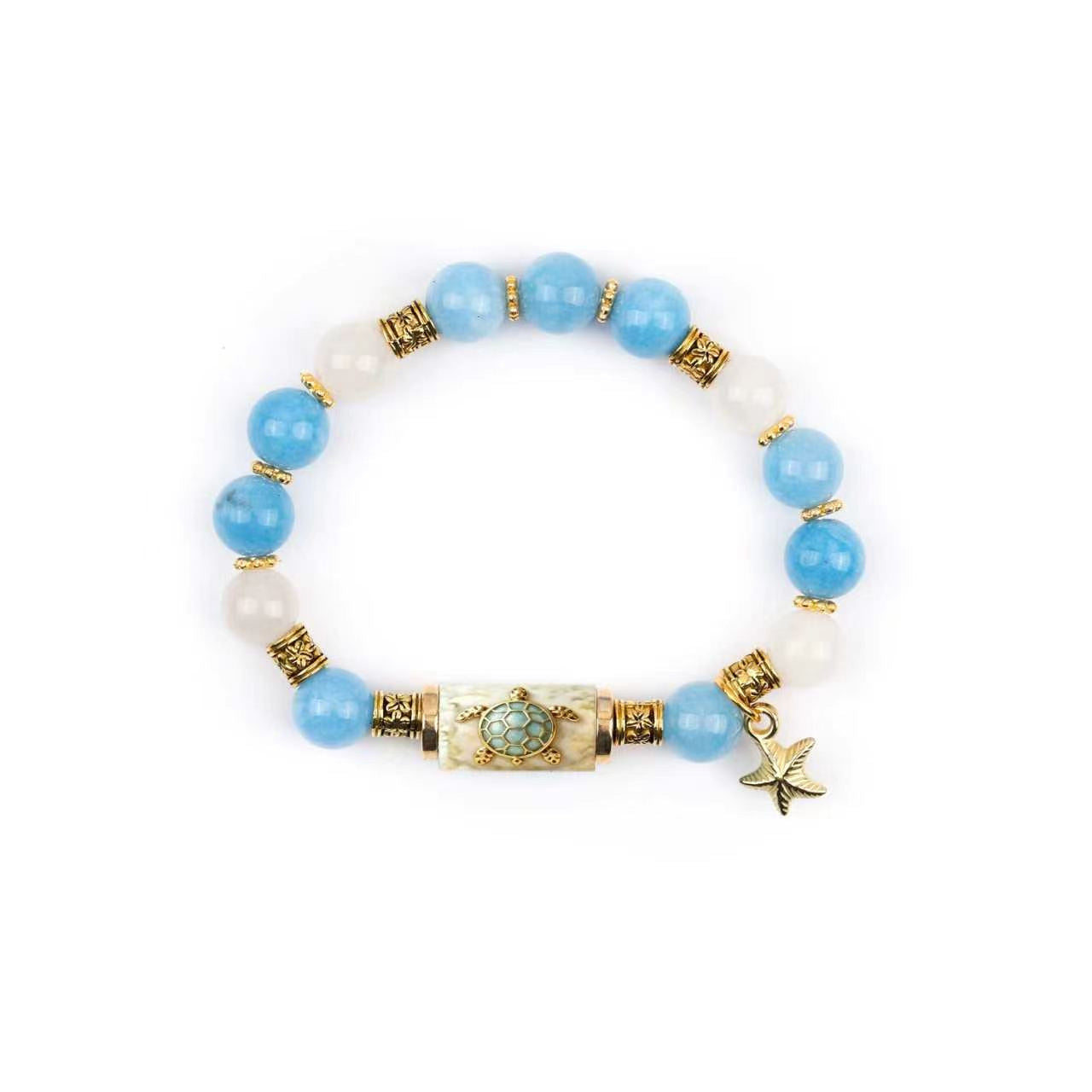 Niche Daily Wear Women Bracelet Alloy Gold White Chalcedony Cross Ornament