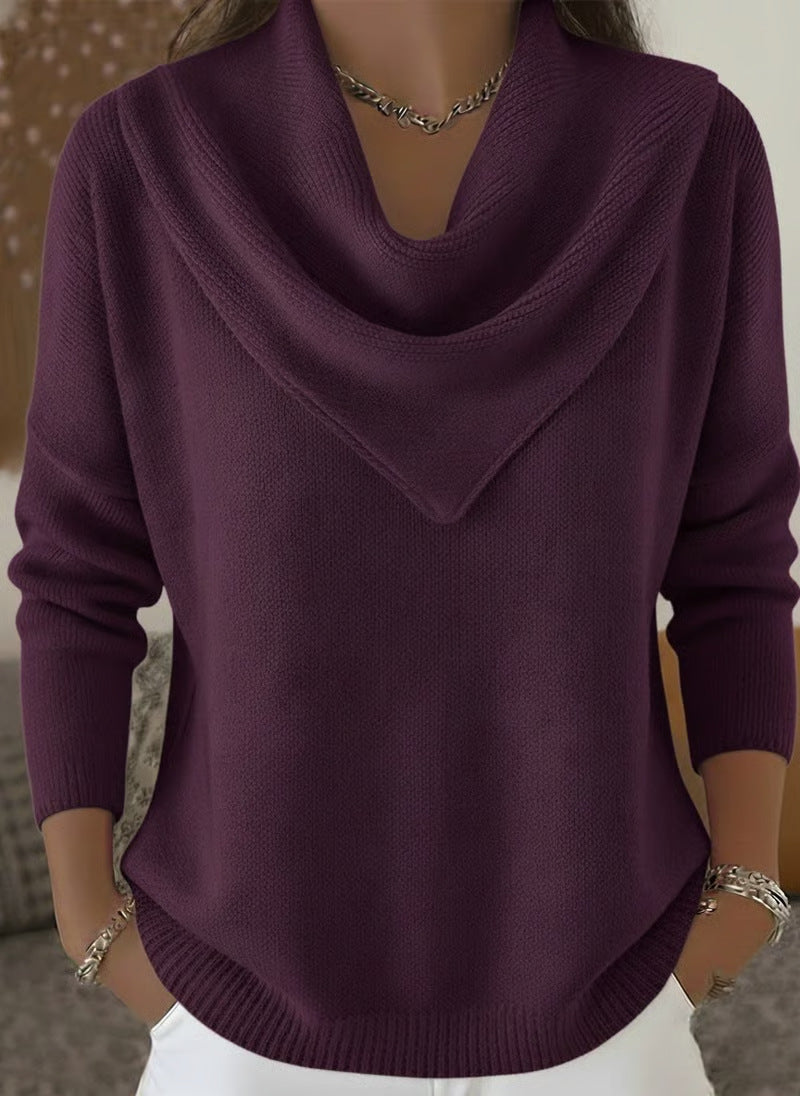 Women's New Solid Color Long Sleeve Knit Pullover Sweater Casual Tops For Autumn Winter