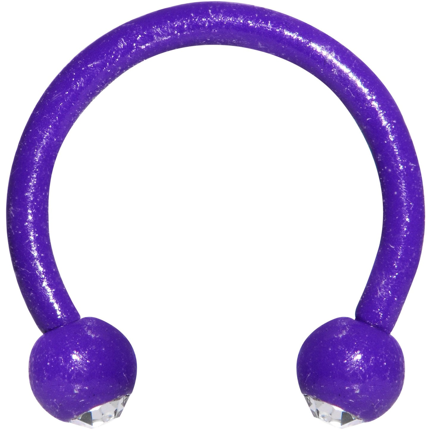 16G Clear Gem Purple Glow in the Dark Horseshoe Circular Barbell