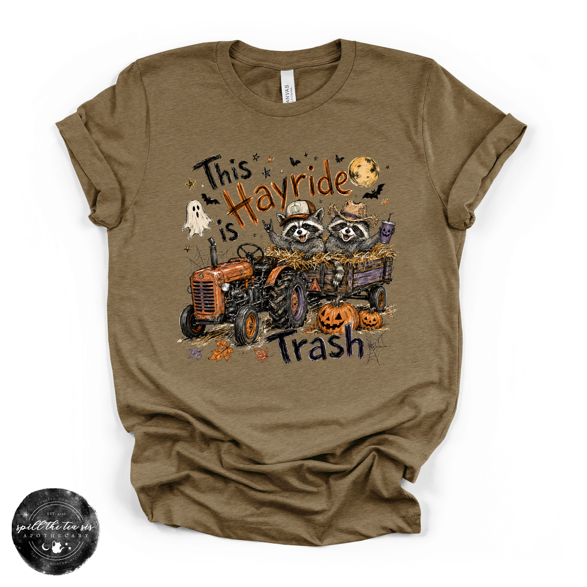 This Hayride Is Trash Tee | Funny Raccoon Fall Graphic T-Shirt