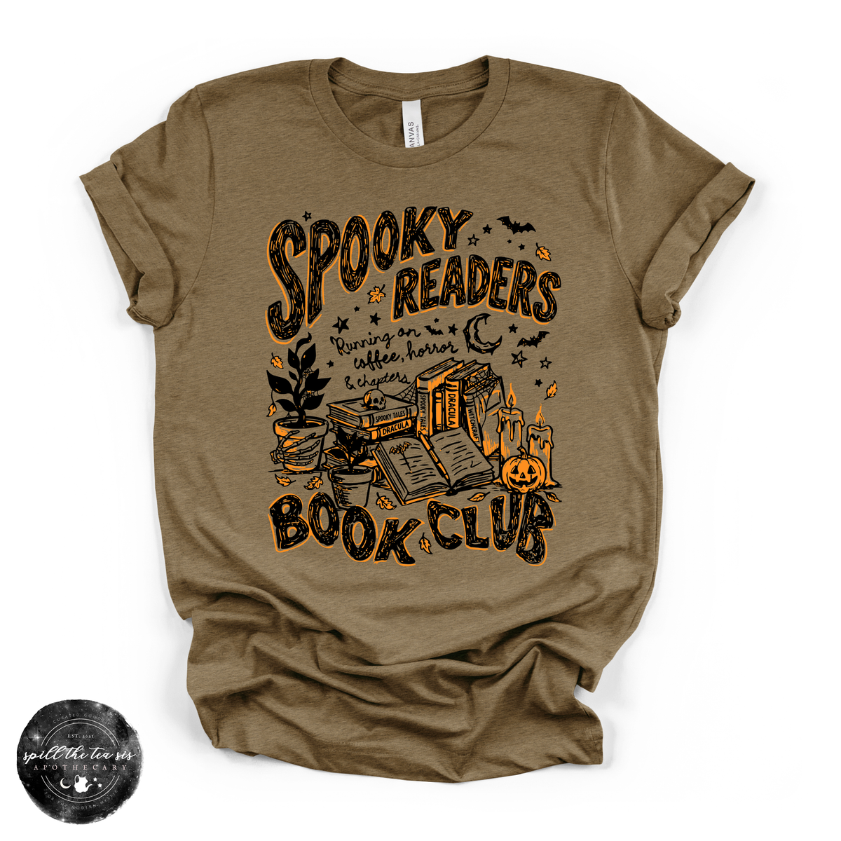 Spooky Readers Book Club Tee | Book Lover Halloween Graphic T-Shirt {BLACK DESIGN}