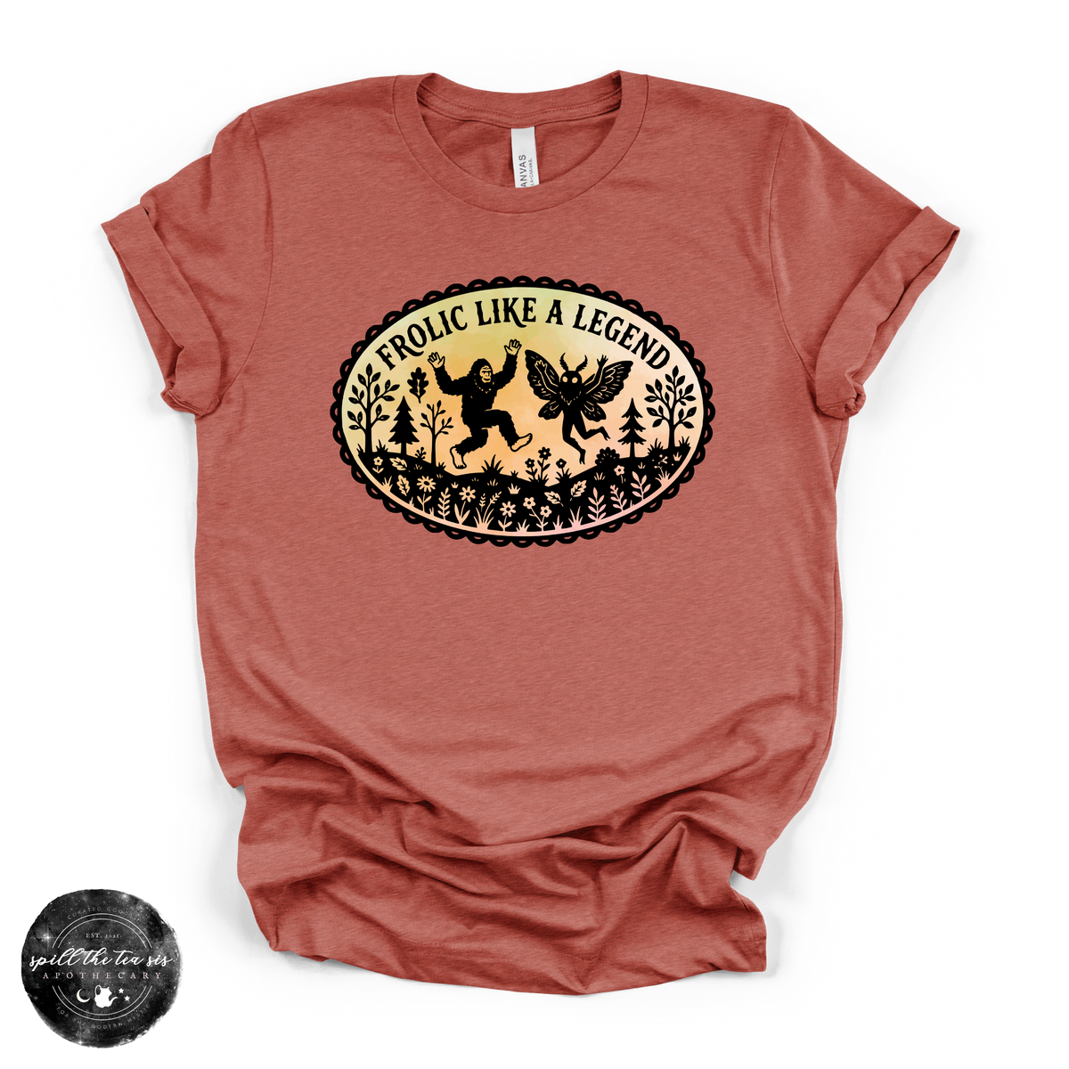 Frolic Like a Legend Tee | Funny Bigfoot Graphic T-Shirt