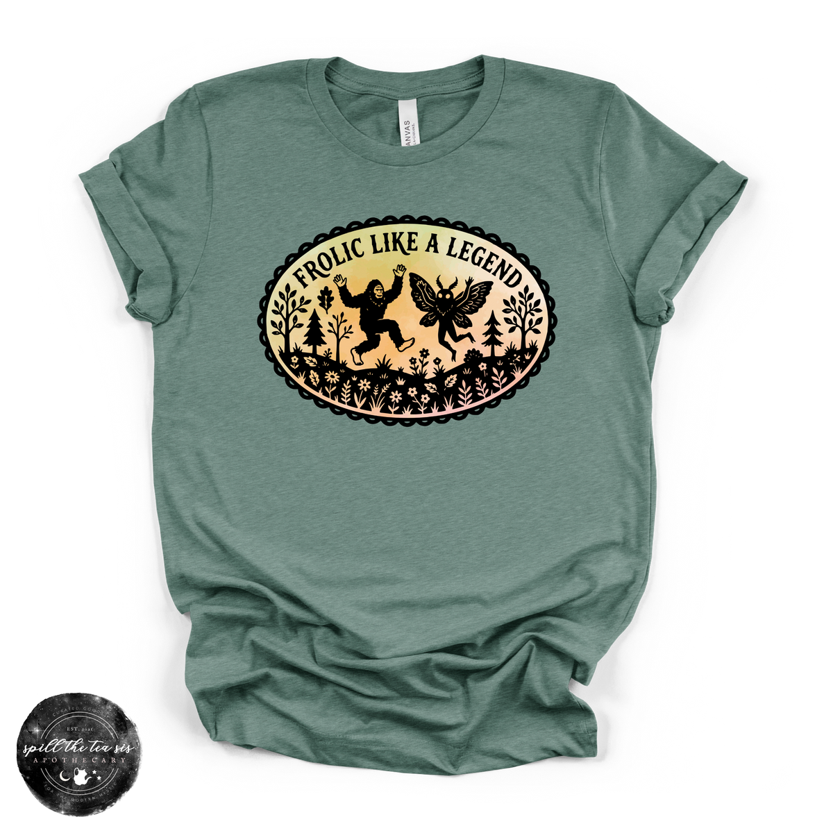 Frolic Like a Legend Tee | Funny Bigfoot Graphic T-Shirt