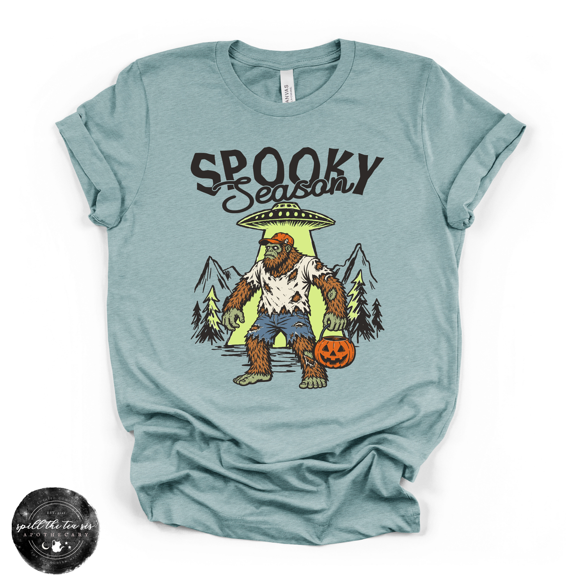 Spooky Season Bigfoot Alien Crossover Tee | Funny Cryptid Halloween Graphic T-Shirt