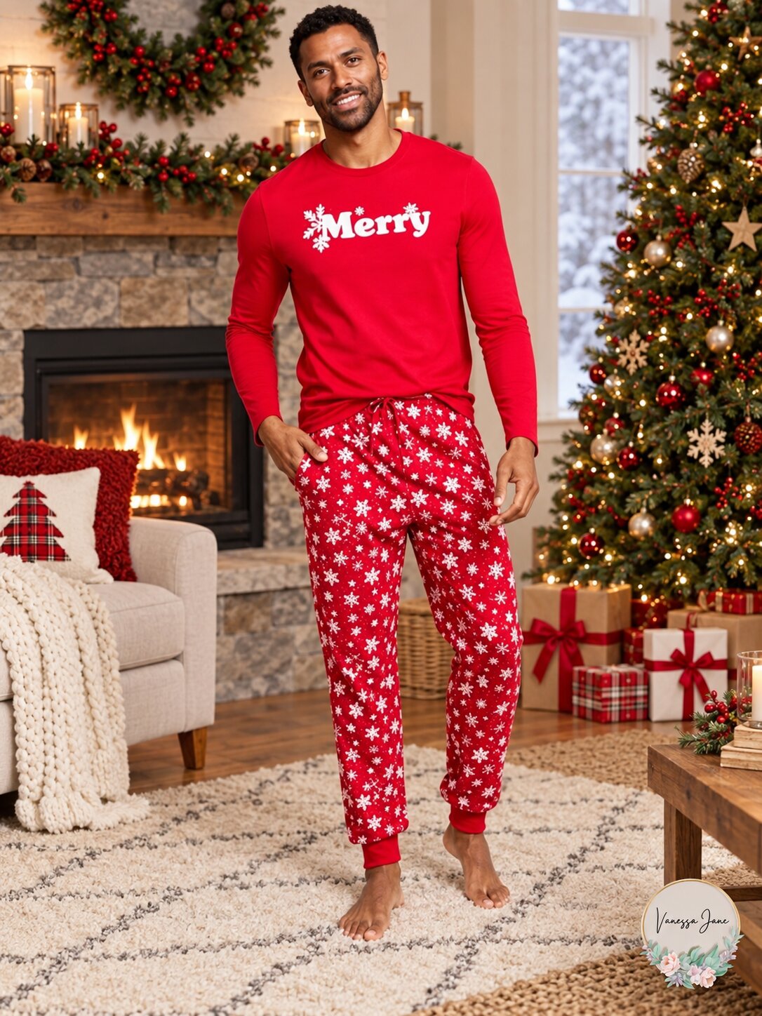 Family Pajamas Matching Mens Merry Snowflake Mix It Family Pajama Set