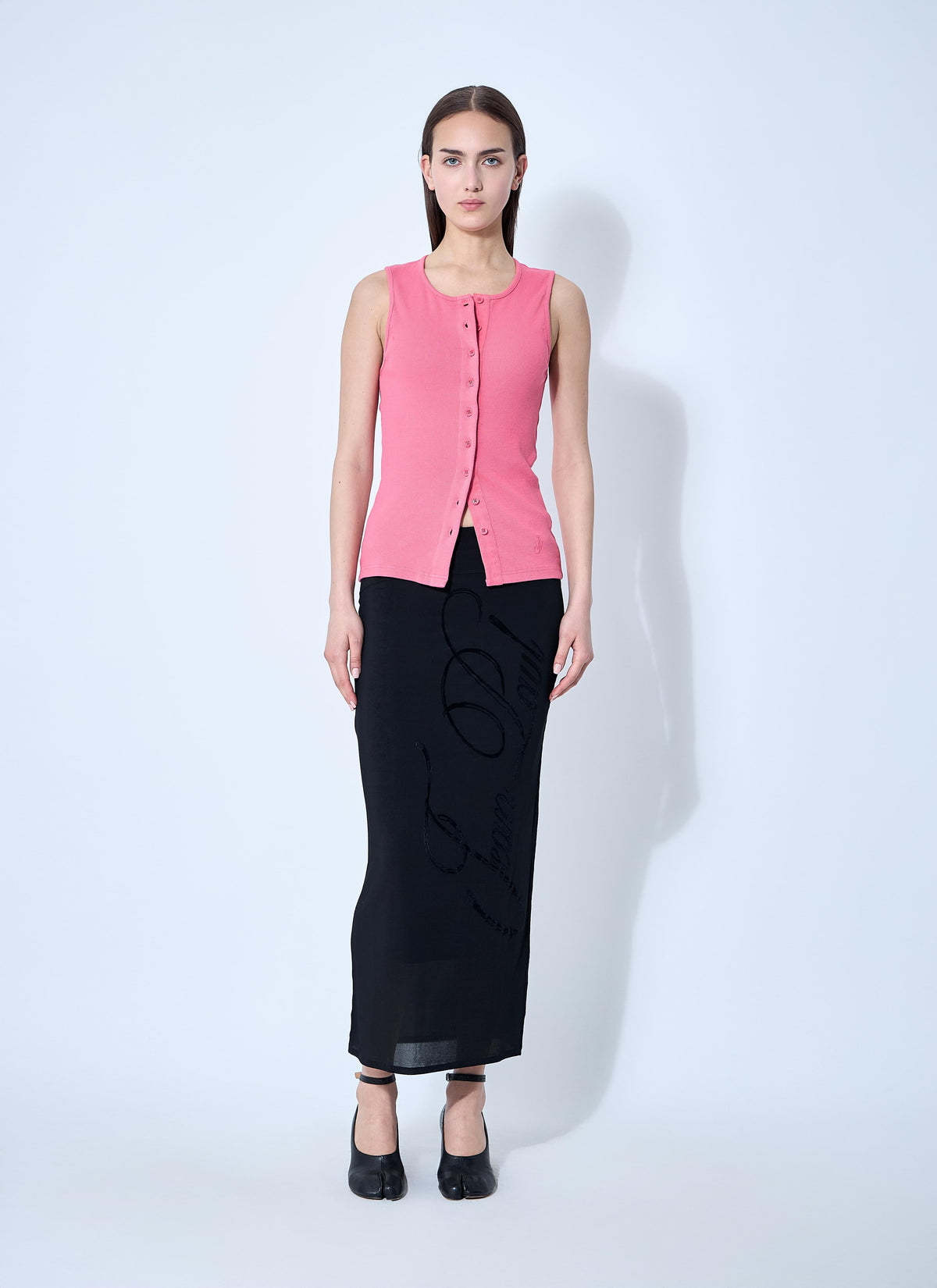Jean Paul Gaultier Women Mesh Tattoo Midi Skirt