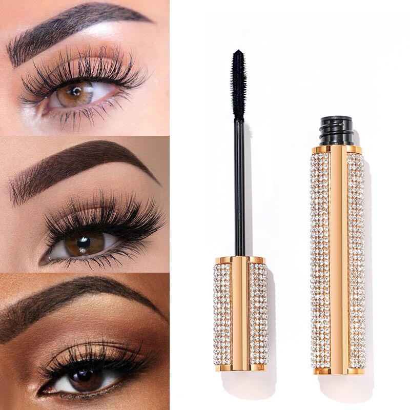 Mega Volume Vegan Mascara Black and Blue – Smudge-Proof with Handmade Diamond Case