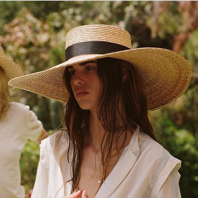 Oversized Big Modern Straw Hats For Women Summer Large Brim Sun Hat Luxury Beach Hat UV Protection Comfortable Hat For Party Summer Accessories