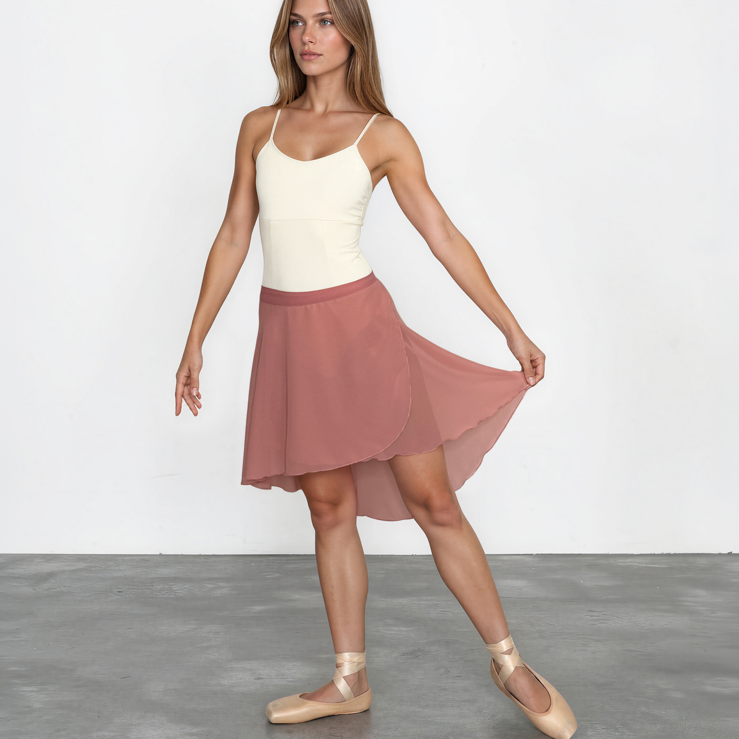 Chiffon Ballet Wrap Skirt - Womens Contemporary Dusty Rose Pink Skirt