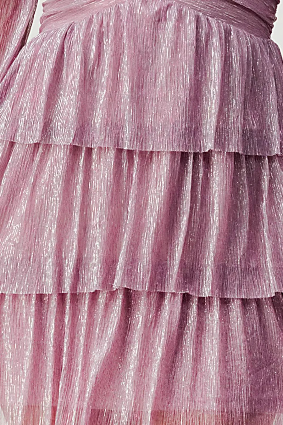 Lux Fantasy Glitter Mini Dress - Deep V-Neck & Tiered Ruffle Skirt