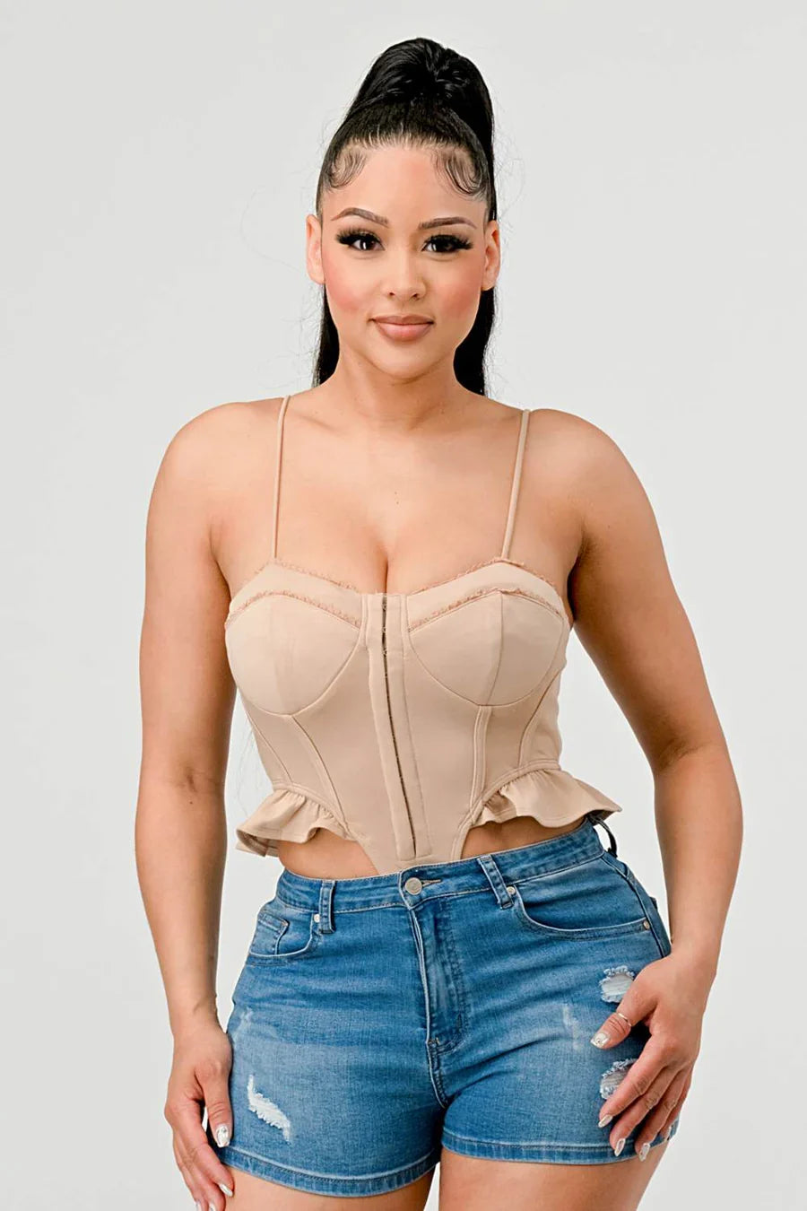 SUPER SOFT SCUBA SIDE FRILLED CAMI BODYSUIT