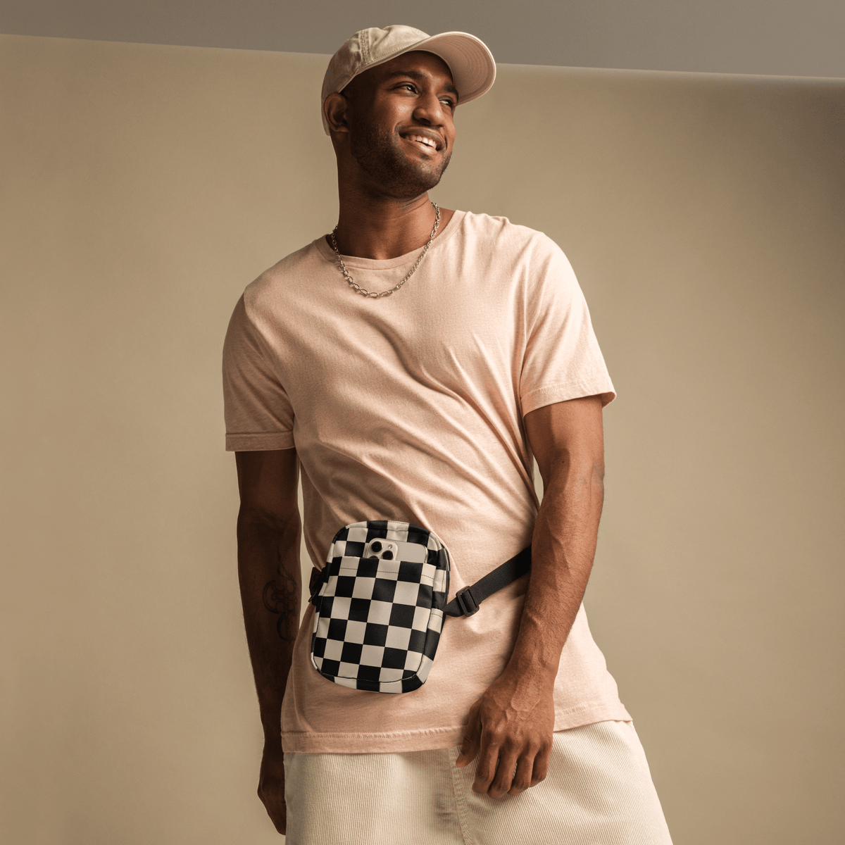 Retro Revival Checkerboard Crossbody Bag