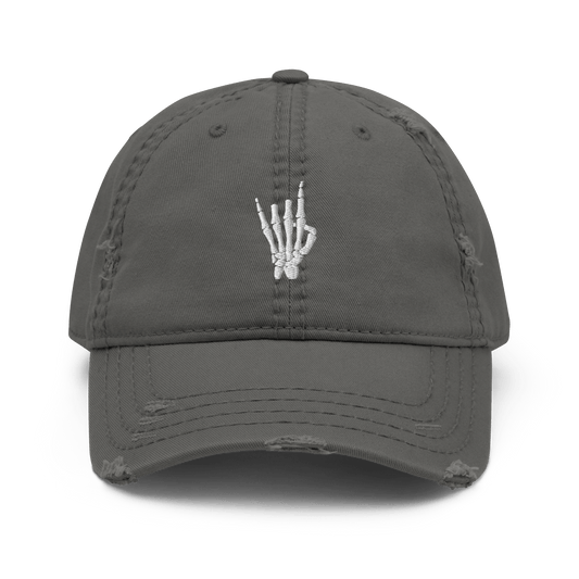 Rock On Skeleton Distressed Dad Hat