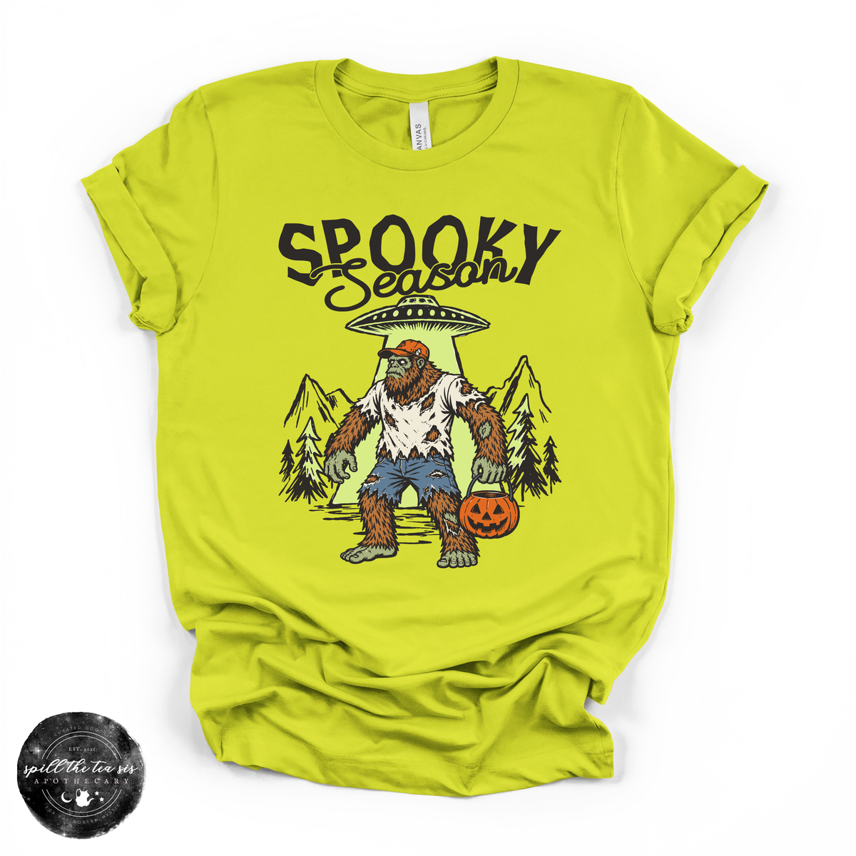 Spooky Season Bigfoot Alien Crossover Tee | Funny Cryptid Halloween Graphic T-Shirt