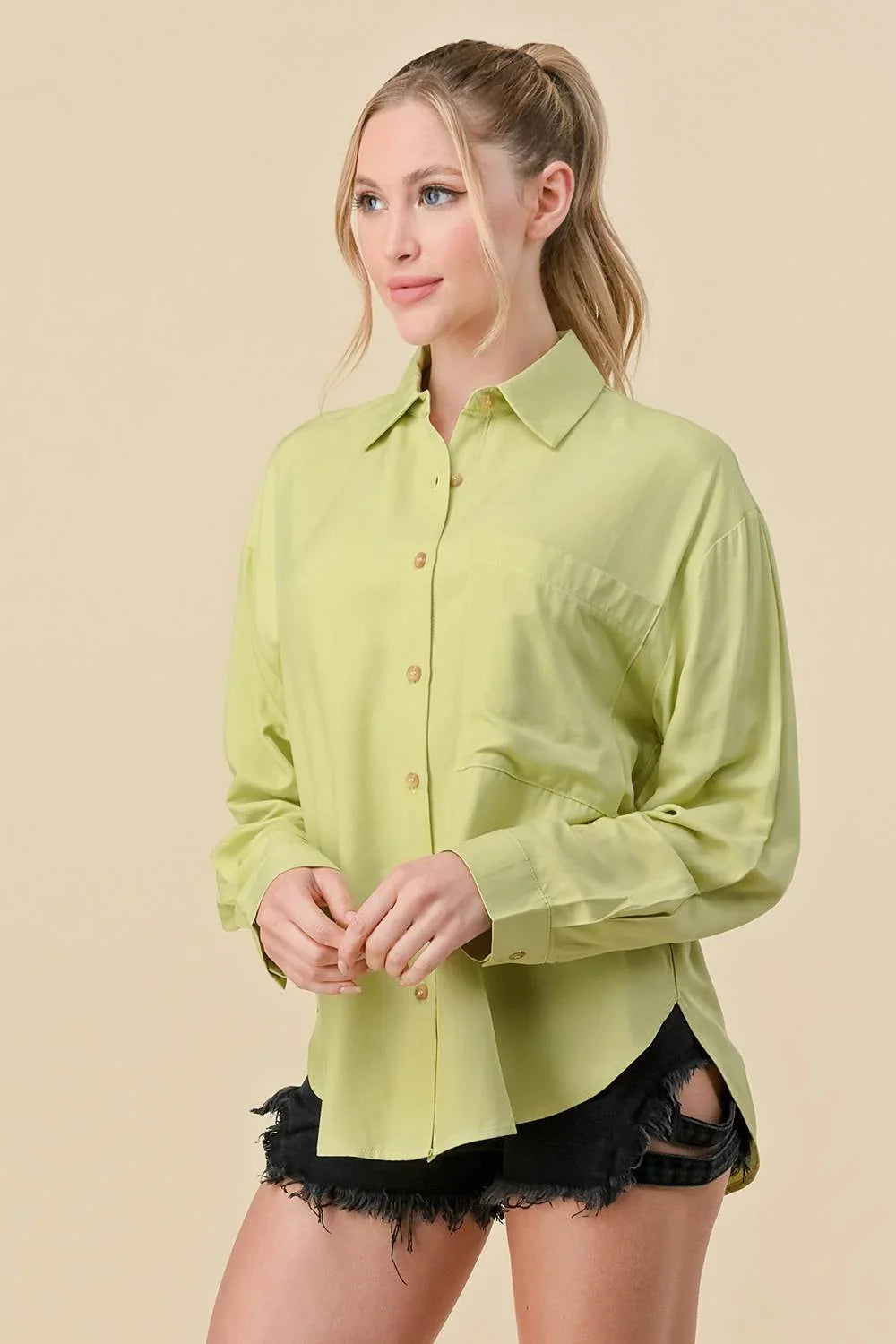 BASIC COLLARED BUTTON DOWN LONG SLEEVES SHIRTS