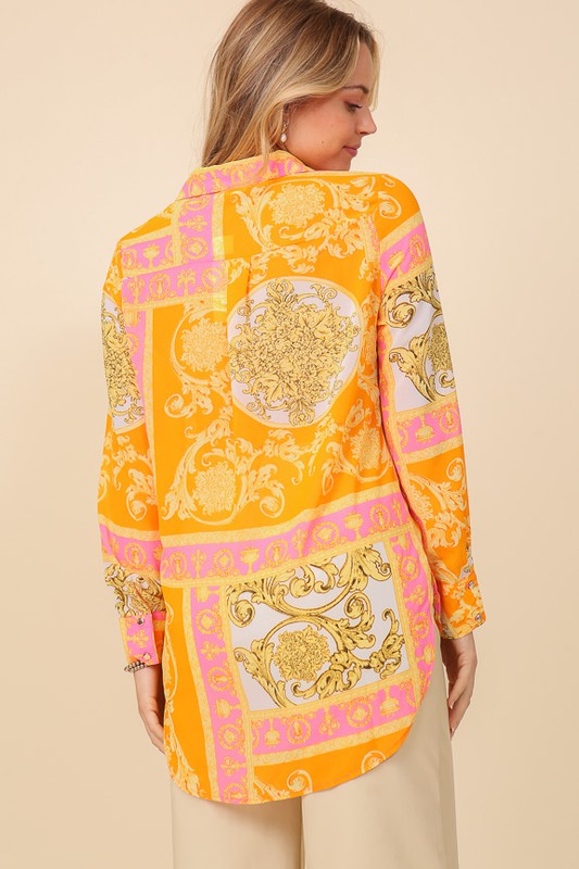 Italian Print Button Down Top