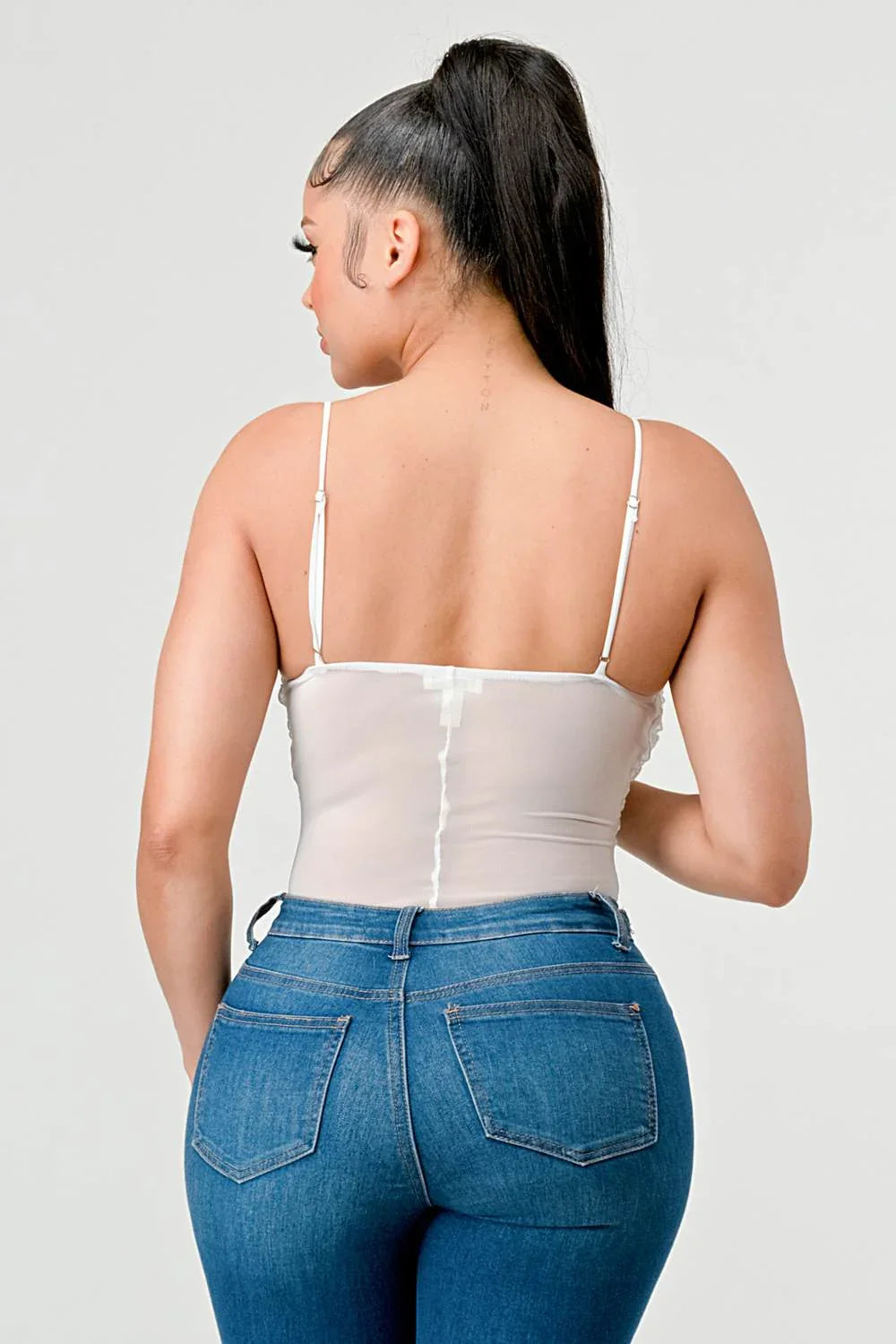 SEXY MESH CHEVRON PATTERN BODYSUIT