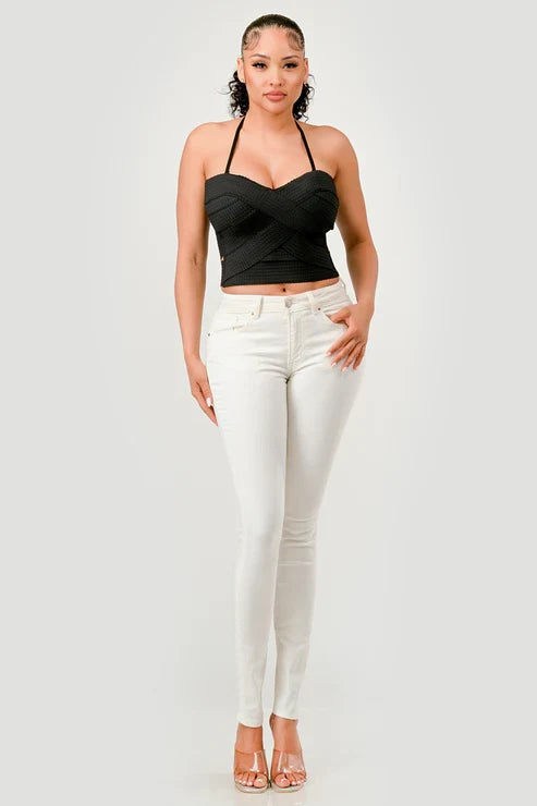 ZIG ZAG BANDAGE CROP TUBE TOP
