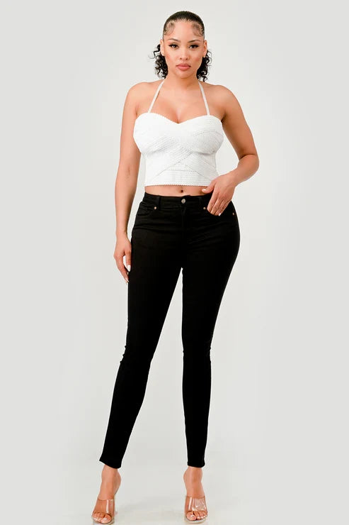 ZIG ZAG BANDAGE CROP TUBE TOP