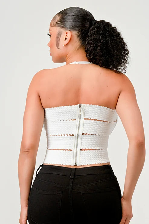 ZIG ZAG BANDAGE CROP TUBE TOP