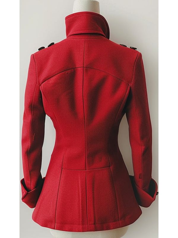 Women Stylish Red Fabric Coat
