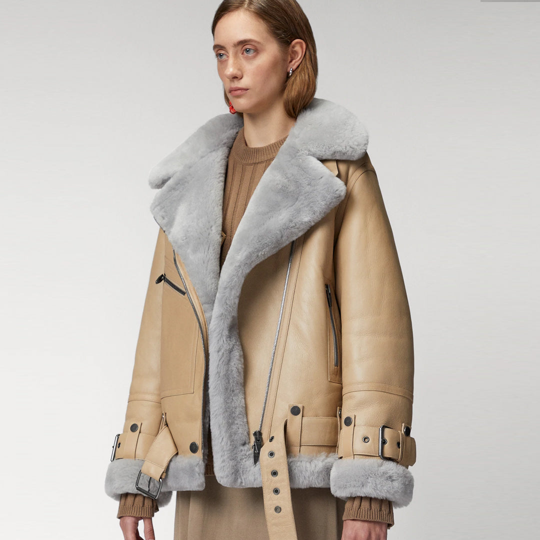 Women’s Shearling Aviator Leather Jacket
