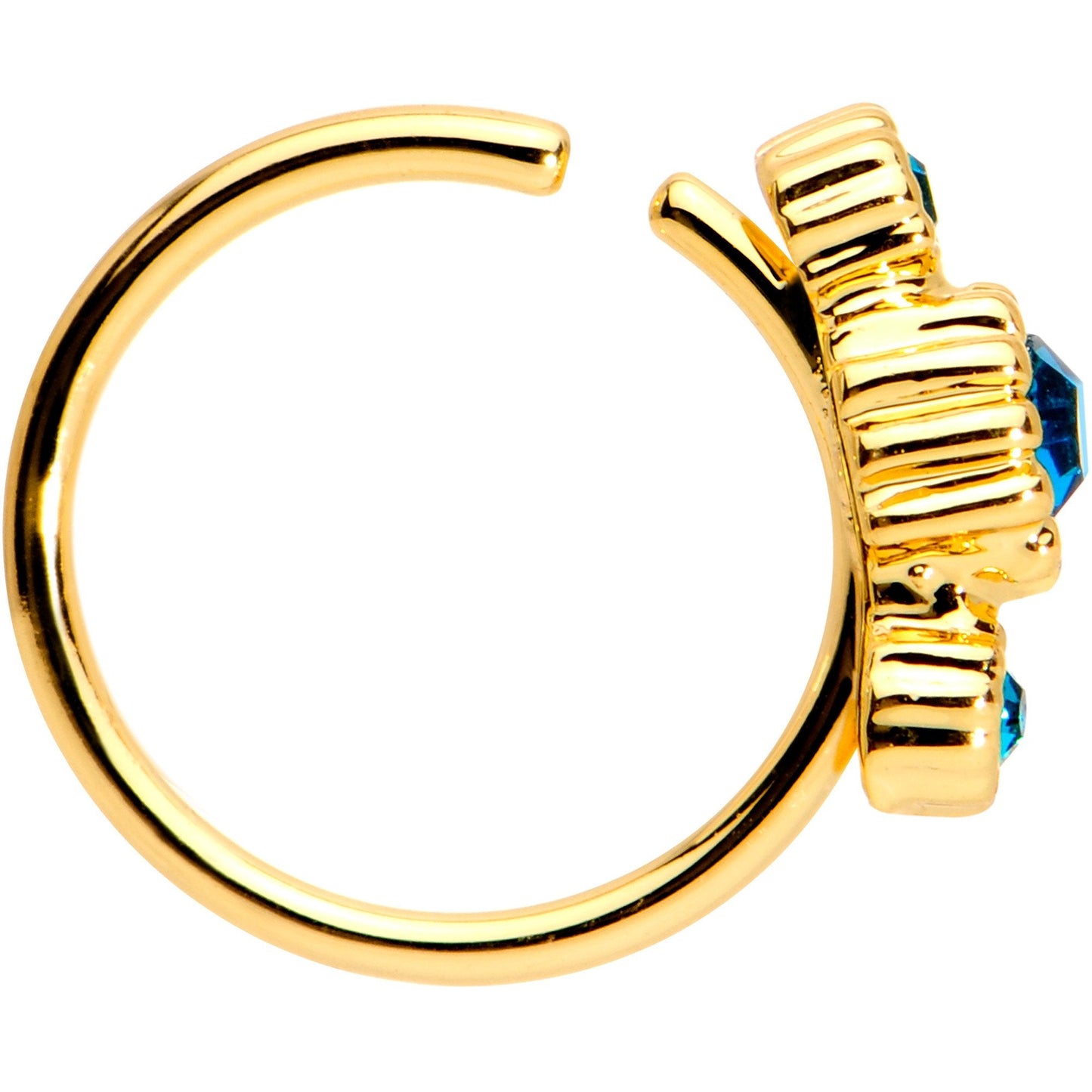 5/16 Green CZ Gem Gold IP Fashion Fusion Seamless Circular Ring
